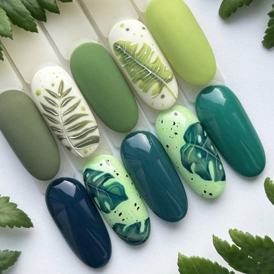 Манікюр із листям – зелений тренд весни 2026